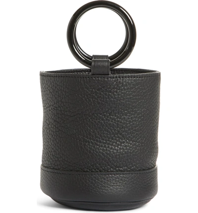 Shop Simon Miller Bonsai 15 Calfskin Leather Bucket Bag - Black In Black Tonal