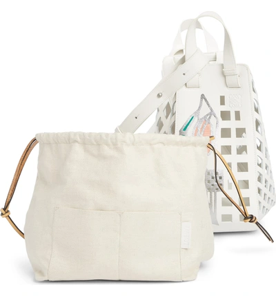 Shop Loewe Hammock Perforated Leather Hobo - White