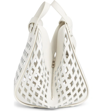 Shop Loewe Hammock Perforated Leather Hobo - White