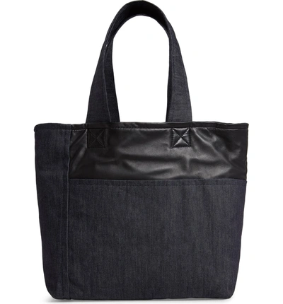 Shop Victoria Beckham Sunday Denim & Leather Tote Bag - Blue In Indigo/ Black