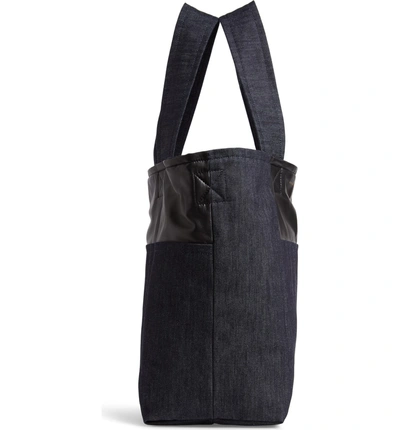 Shop Victoria Beckham Sunday Denim & Leather Tote Bag - Blue In Indigo/ Black