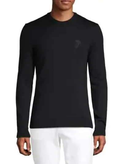 Shop Versace Long-sleeve Wool Sweater In Black