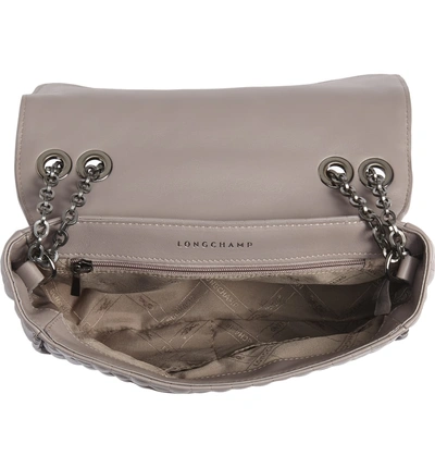 Shop Longchamp Small Leather Crossbody Bag - Grey