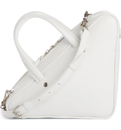 Shop Balenciaga Extra Small Triangle Leather Bag - White In Blanc