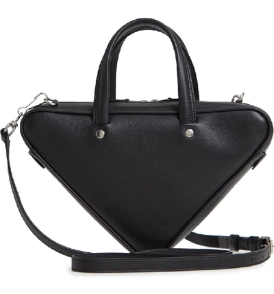 Shop Balenciaga Extra Small Triangle Leather Bag - Black In Noir/ Yellow