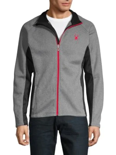 Shop Spyder Contrast Textured Jacket In Heather Grey