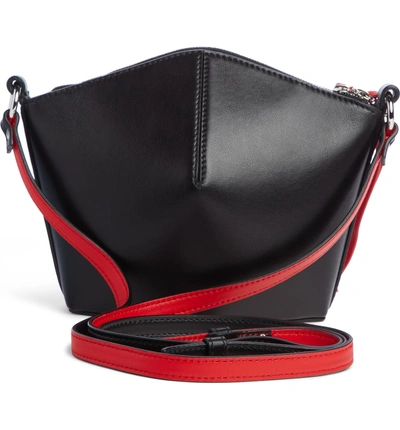 Shop Alexander Mcqueen Mini Leather Bucket Bag - Black In Black/ Lust Red