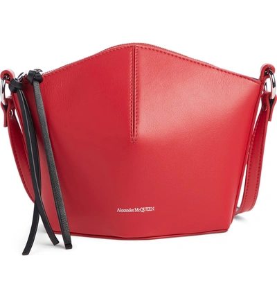 Shop Alexander Mcqueen Mini Leather Bucket Bag - Red In Lust Red/ Black
