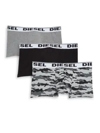 Shop Diesel Umbx Kory 3-pack Boxer Briefs In Grey