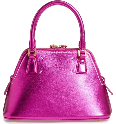 Shop Maison Margiela Mini 5ac Metallic Leather Handbag - Pink In Bubblegum