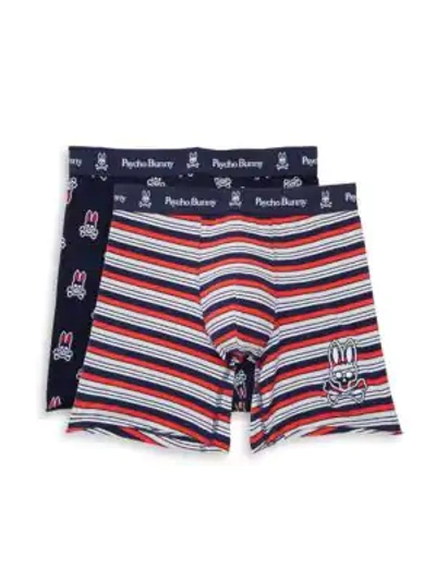 Shop Psycho Bunny 2-pack Stretch Cotton Boxer Briefs In Nautical