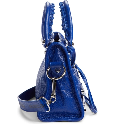 Shop Balenciaga Mini Arena City Leather Satchel - Blue In Bleu Electr/ Noir