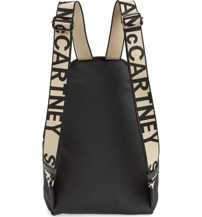 Shop Stella Mccartney Logo Strap Nylon Backpack In Black/ Black