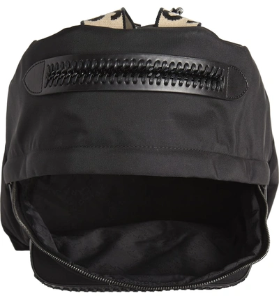 Shop Stella Mccartney Logo Strap Nylon Backpack In Black/ Black