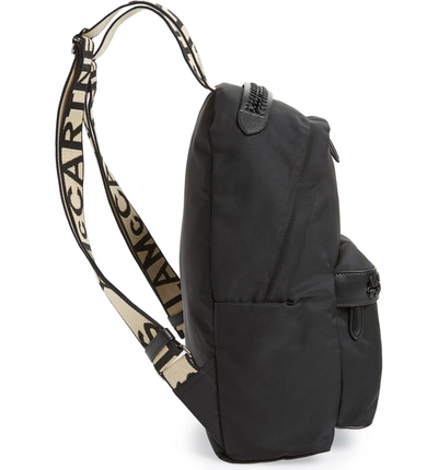 Shop Stella Mccartney Logo Strap Nylon Backpack In Black/ Black
