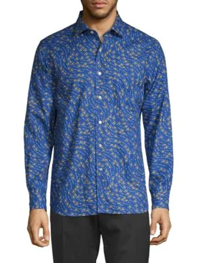 Shop Vilebrequin Seabreeze Cotton Button-down Shirt In Sodalite