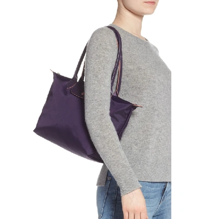 Shop Longchamp Le Pliage Club Small Shoulder Tote In Bilberry
