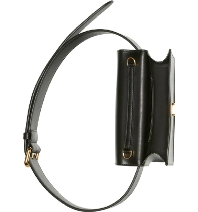 Shop Fendi Liberty Logo Calfskin Leather Belt Bag - Black In Nero/ Oro Soft