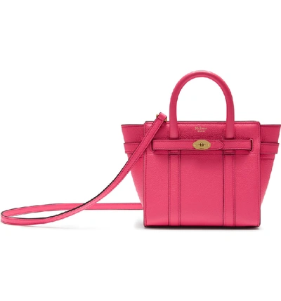 Shop Mulberry Micro Bayswater Leather Satchel - Pink In Fluro Pink