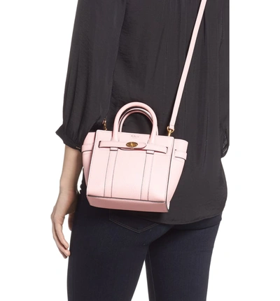 Shop Mulberry Micro Bayswater Leather Satchel In Sorbet Pink