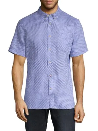 Shop Surfsidesupply Printed Linen Button-down Shirt In Blue