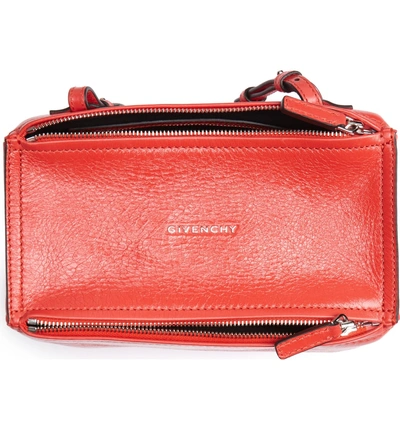 Shop Givenchy Mini Pandora Glazed Leather Shoulder Bag - Red In Pop Red