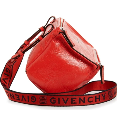 Shop Givenchy Mini Pandora Glazed Leather Shoulder Bag - Red In Pop Red