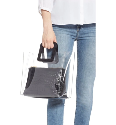 Shop Staud Shirley Transparent Tote In Black