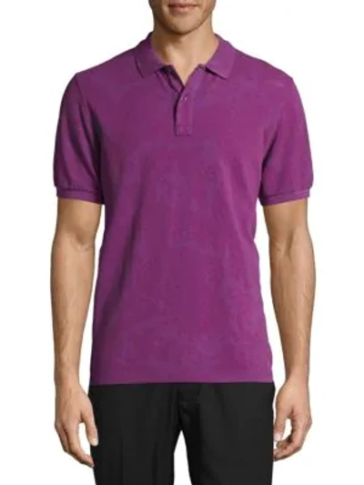 Shop Etro Tonal Jacquard Paisley Polo In Light Purple