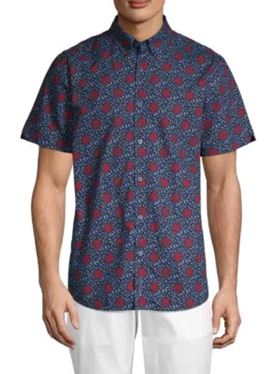 Shop Ben Sherman Parks Floral Button-down Shirt In Dark Navy