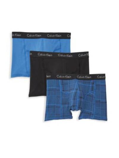 Shop Calvin Klein Cotton-blend Briefs/pack Of 3 In Blue Multi