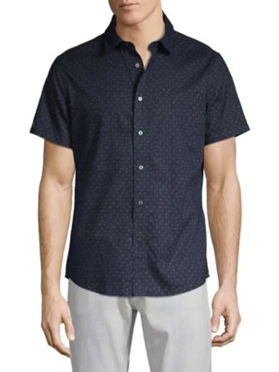 Shop Slate & Stone Short-sleeve Star Button-down Shirt In Navy Star