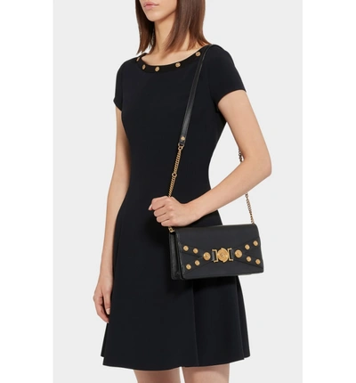 Shop Versace Tribute Leather Shoulder Bag - Black In Black/ Tribute Gold