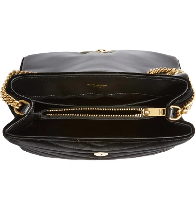 Shop Saint Laurent Small Loulou Matelasse Velour Shoulder Bag In Noir