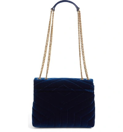 Shop Saint Laurent Small Loulou Matelasse Velour Shoulder Bag - Blue In Bleu Fonce