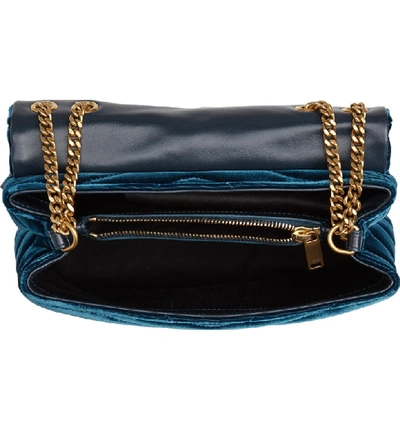 Shop Saint Laurent Small Loulou Matelasse Velour Shoulder Bag - Blue In Dark Deep Sea/ Dark Deep Sea