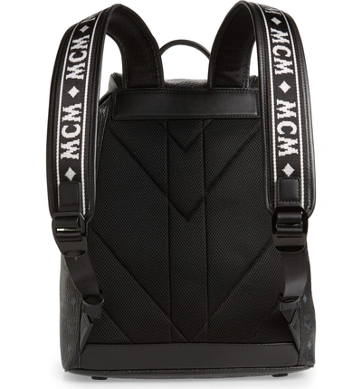Shop Mcm Raymonde Visetos Faux Leather Backpack - Black