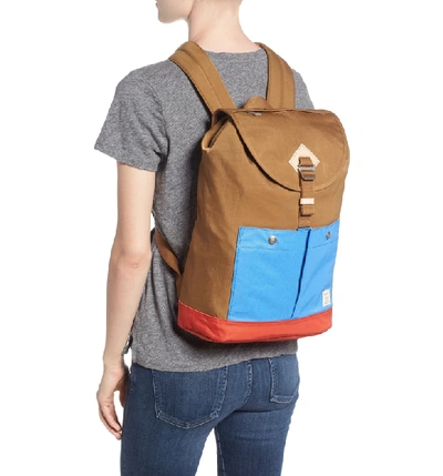 Shop Doughnut Montana Water Repellent Backpack - Beige In Khaki/ Azure