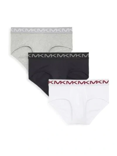 Shop Michael Kors 3-pack Performance Stretch-cotton Briefs In Heather