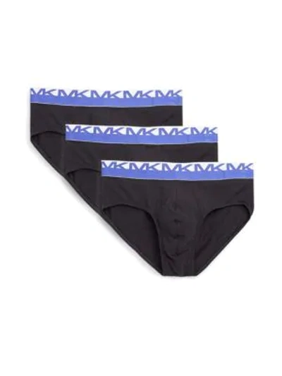 Shop Michael Kors 3-pack Performance Stretch-cotton Briefs In Black