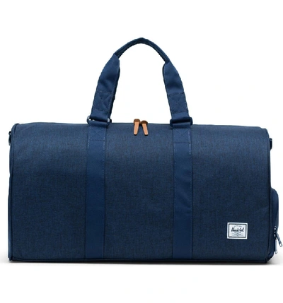 Shop Herschel Supply Co Novel Duffle Bag - Blue In Medieval Blue Crosshatch