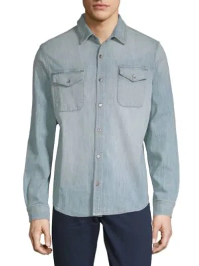 Shop Dtla Brand Jeans Woven Denim Button-down Shirt In Light Indigo