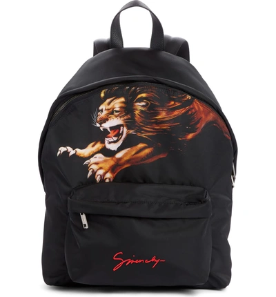 Shop Givenchy Lion Print Backpack In Black Multi