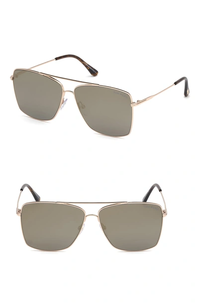 Shop Tom Ford Magnus 60mm Aviator Sunglasses In Gold/ Smoke
