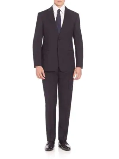 Shop Giorgio Armani Wool Suit In Navy