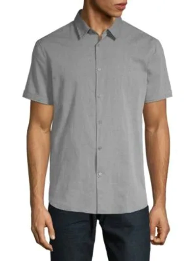 Shop John Varvatos Short Sleeve Woven Shirt In Silver