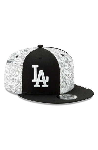 Shop New Era X Basquiat Tuxedo Snapback Baseball Cap - Black In Los Angeles Dodgers