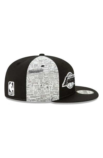 Shop New Era X Basquiat Tuxedo Snapback Baseball Cap - Black In Los Angeles Lakers