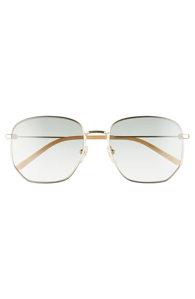 Shop Gucci 56mm Pilot Sunglasses - Gold/ Green