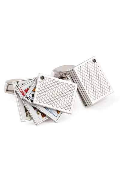 Shop Tateossian Playing Cards Cuff Links In Metallic Silver